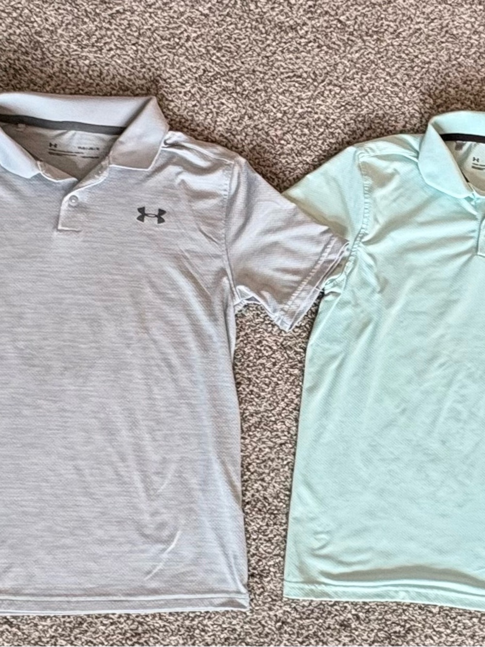 Under Armour Boys' Light Gray and Light Green Polo Twin Pack